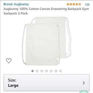 100% Cotton Canvas Drawstring Backpack  2-Pack